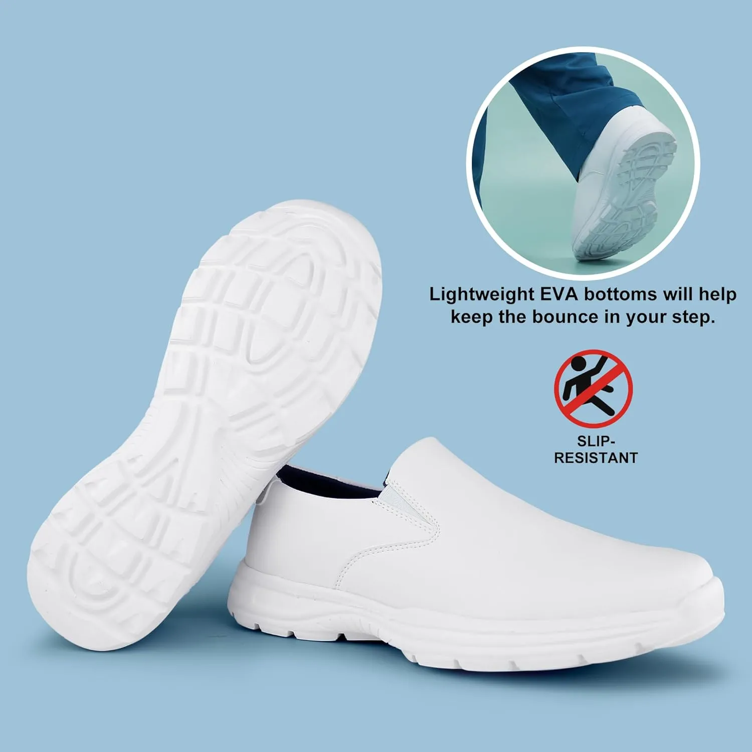Hawkwell Men's Slip on Lightweight Slip Resistant Comfort Nursing Shoes