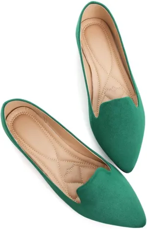 Hee grand Classic Solid Pointed Toe Ballet Flats for Women Lightweight Slip-On Loafers Comfort Walking Flats Suede Dressy Shoes