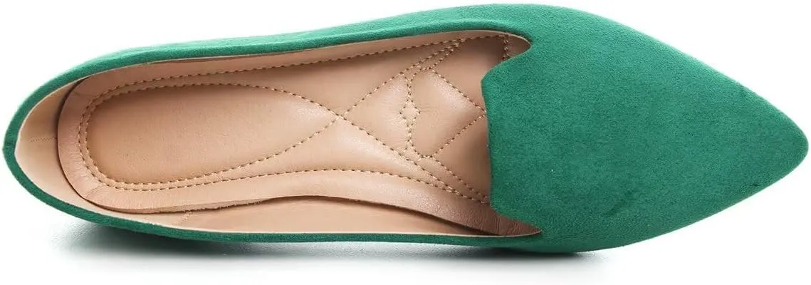 Hee grand Classic Solid Pointed Toe Ballet Flats for Women Lightweight Slip-On Loafers Comfort Walking Flats Suede Dressy Shoes