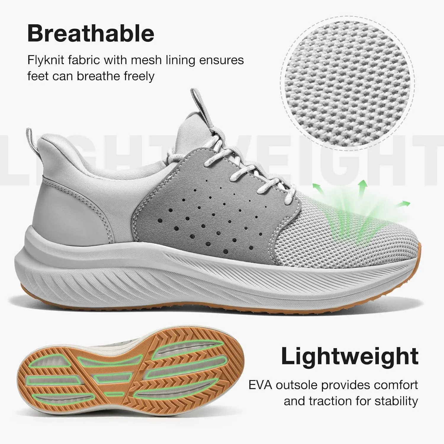 HEEZ Mens Slip On Fashion Sneakers, Comfortable Casual Workout Shoes, Breathable Walking Shoes, Non Slip Workout Shoes Lightweight Breathable Walking Shoes with Arch Support