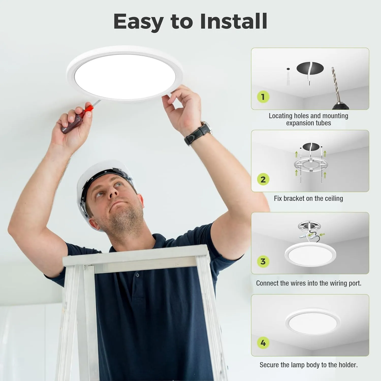 hepside 2Pack LED Flush Mount Ceiling Light Fixture, 12Inch 24W, Dimmable&3000K/3500K/4000K/5000K/6500K Adjustable Low Profile Ceiling Lights, White Round Flat Ceiling Light for Closet,Kitchen,Hallway