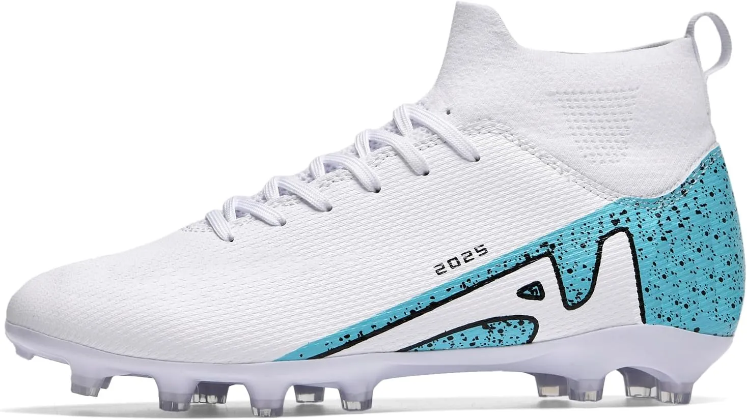 HHY Men's Soccer Shoes Football Cleats with Lace-Up High-Tops Non-Slip Spikes
