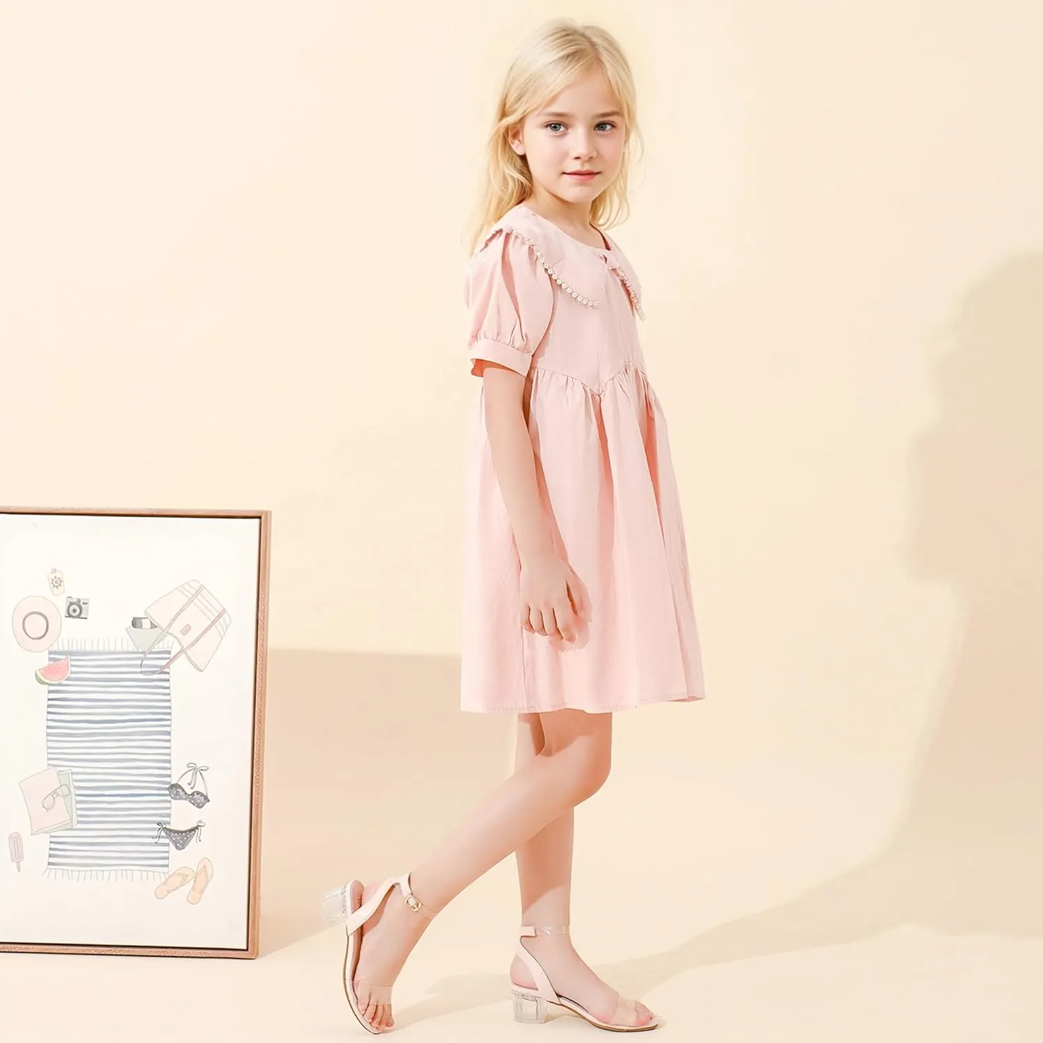 High Heels for Kids Open Toe Dress Shoes for Girls Ankle Strap Pump Shoes Flower Girl Sandals Wedding Party for Little Big Kids