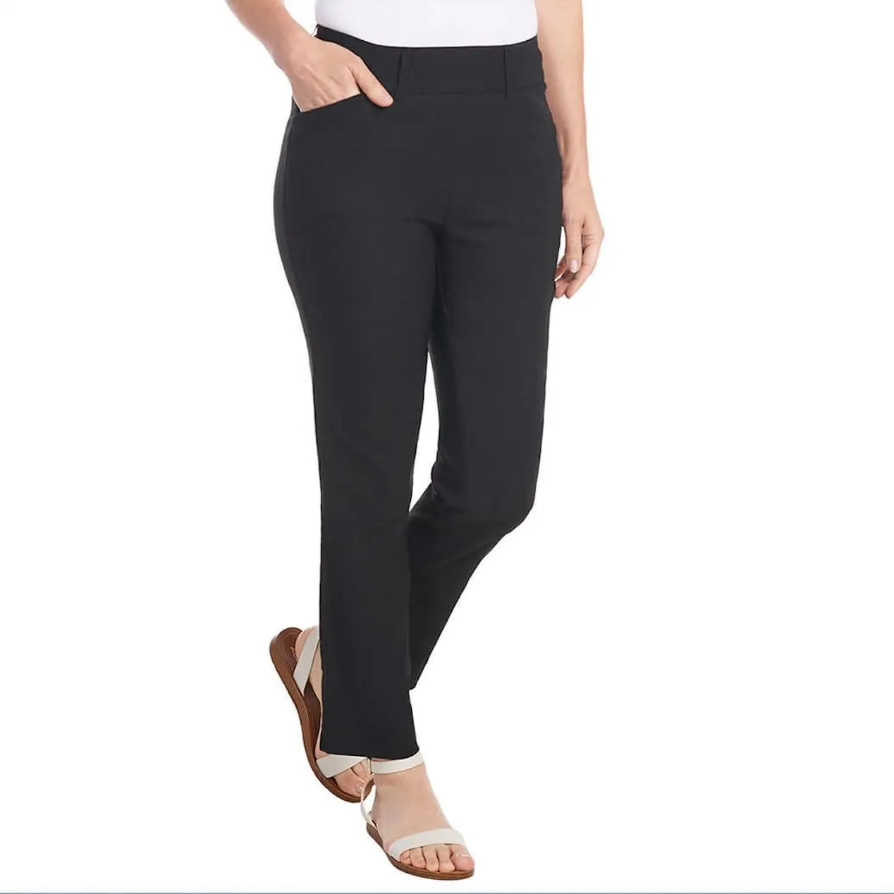 Hilary Radley Women's Mid-Rise Stretch Pull-On Ankle Pants
