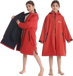 Hiturbo Kids Waterproof Swim Parka: Windproof Swimming Coat - Thin Fleece Lining - Oversized Swimmer Jacket
