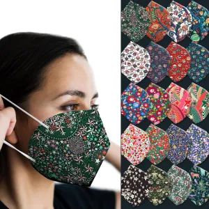 Holiday/Christmas Lightweight Face Mask Cover for ear loop KN95 masks - Liberty London - Single layer bonded fabric - No extra loops! Light & breathable