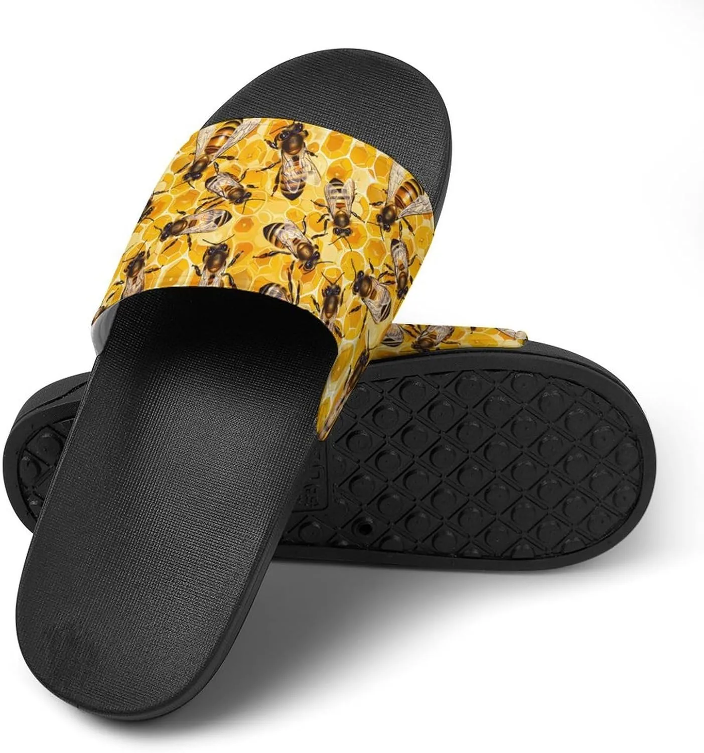 Honey Bees Hive Funny Slippers Slides Sandals Shower Home House Shoes Non Slip Soft Sole Shoe For Men Women Bathroom
