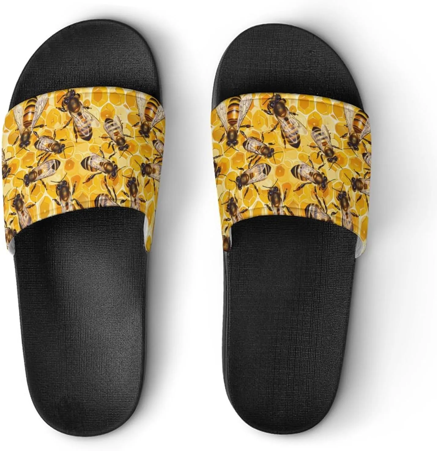 Honey Bees Hive Funny Slippers Slides Sandals Shower Home House Shoes Non Slip Soft Sole Shoe For Men Women Bathroom