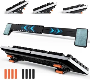 HONKID Computer Keyboard Stand, Adjustable Keyboard Riser for Flat-Back Keyboards only and Retractable Holder for Apple Magic Keyboard, Ergonomic Desk Accessory (Black)