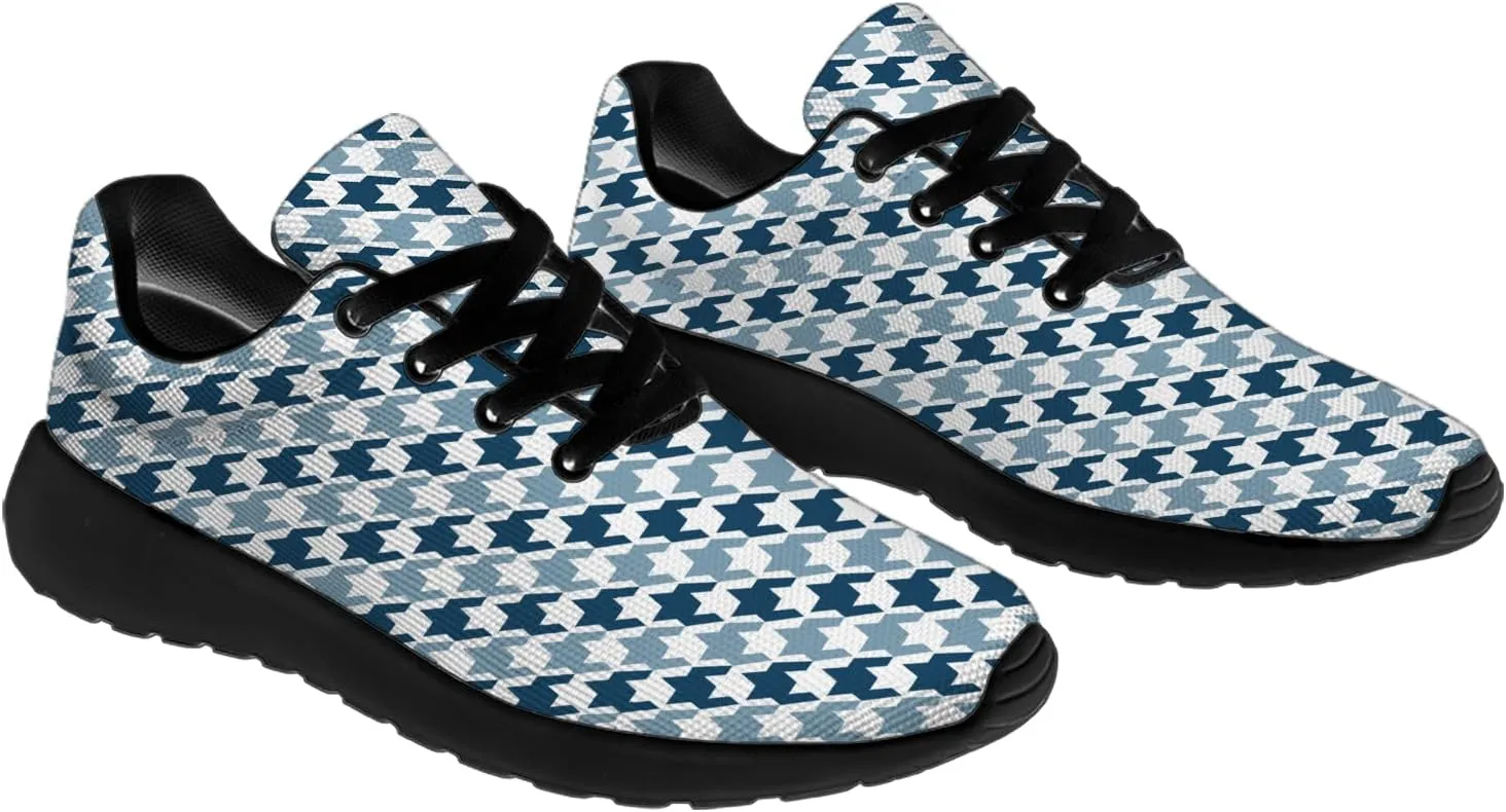 Houndstooth Print Shoes Women Men Lightweight Breathable Walking Tennis Shoes Running Sneakers Gifts for Dad Mom
