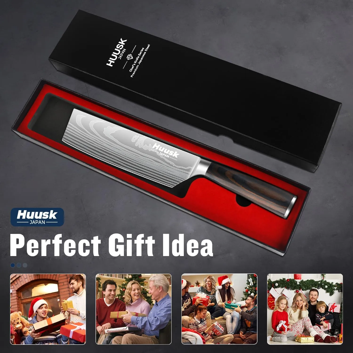 Huusk Nakiri Chef Knife - 6.8 Inch Japanese Kitchen Knives with Ergonomic Handle, Professional Cooking Knife