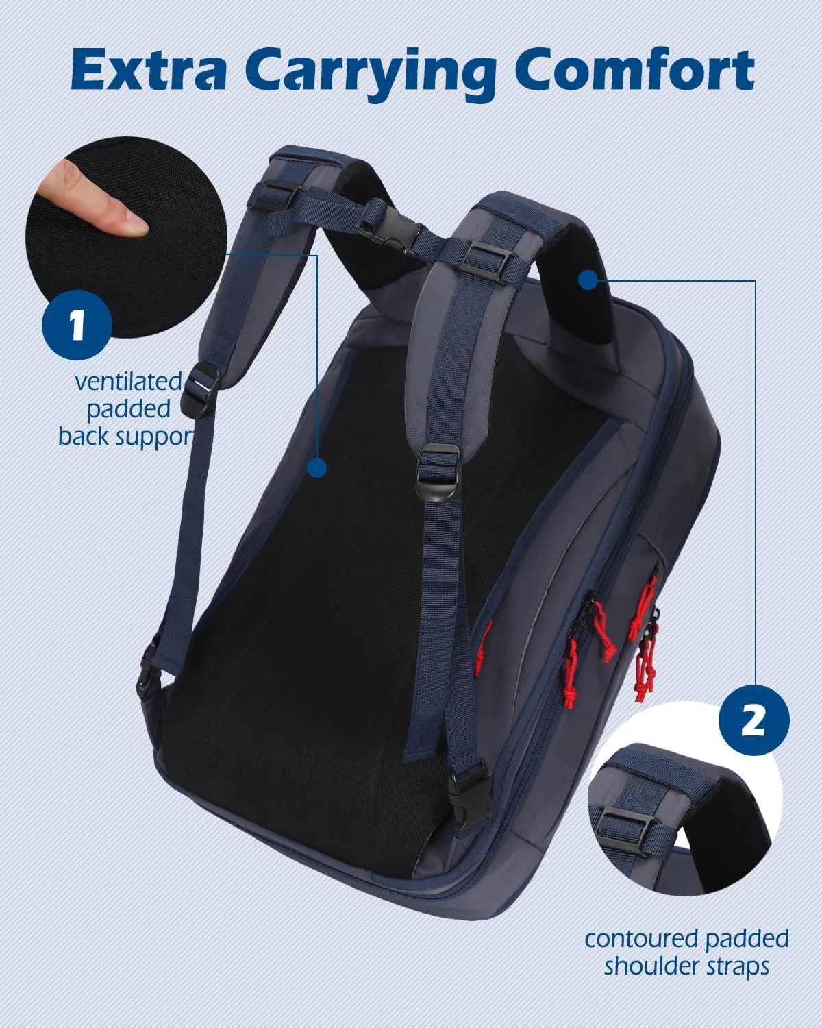Hynes Eagle TSA Friendly Travel Backpack for Men Women Carry on Backpack 40L Flight Approved Laptop Backpack for 17 inches Compressible Weekender Bag Overnight Backpack Dark Blue