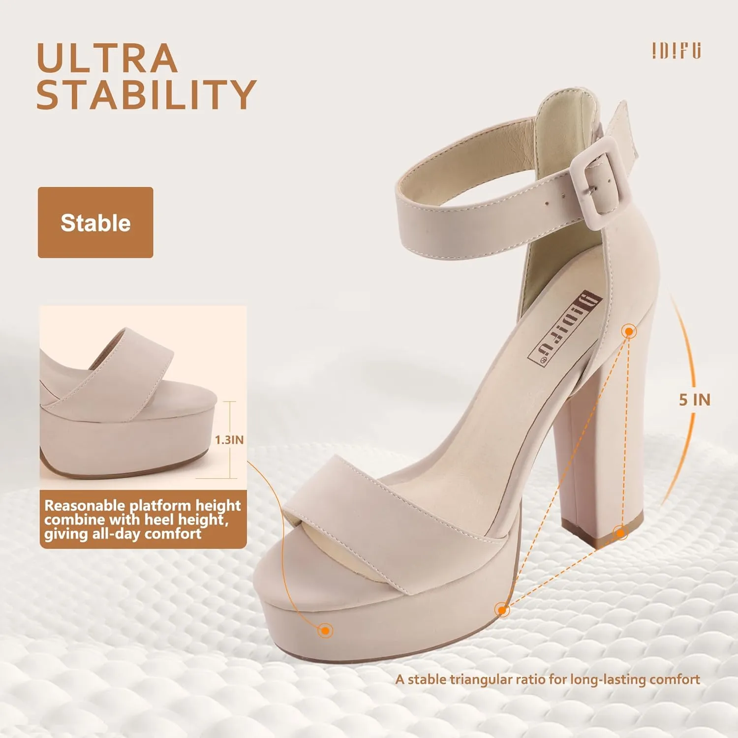 IDIFU Women's Ankle-Strap Heeled Sandal