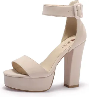 IDIFU Women's Ankle-Strap Heeled Sandal
