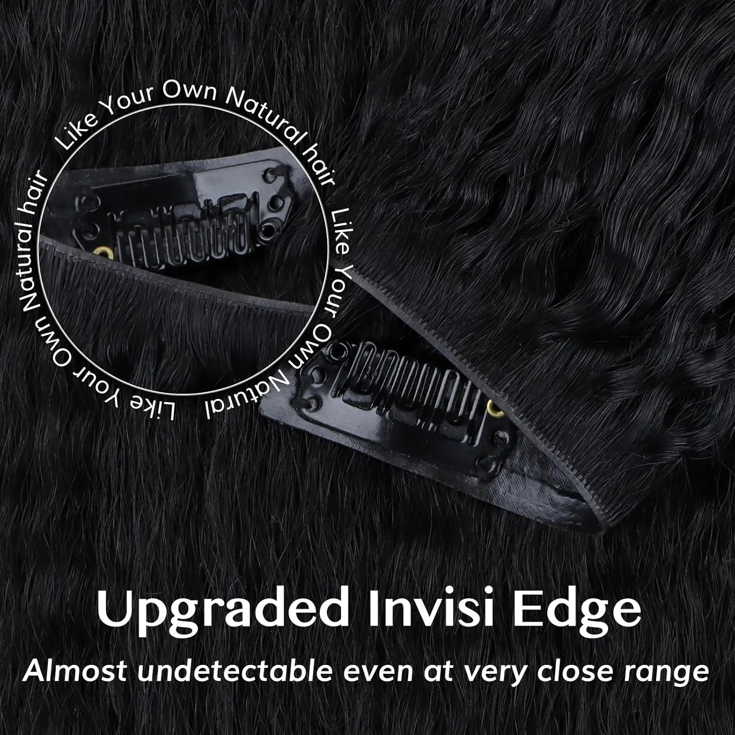 IDN BEAUTY 5 2 Invisi Edge Seamless Clip in Hair Extensions Human Hair Combo Pack, Kinky Straight 14 Inch 110g 5pcs Invisible Edge and 2pcs Seamless Clip ins for Black Women Natural Black No Leave Out