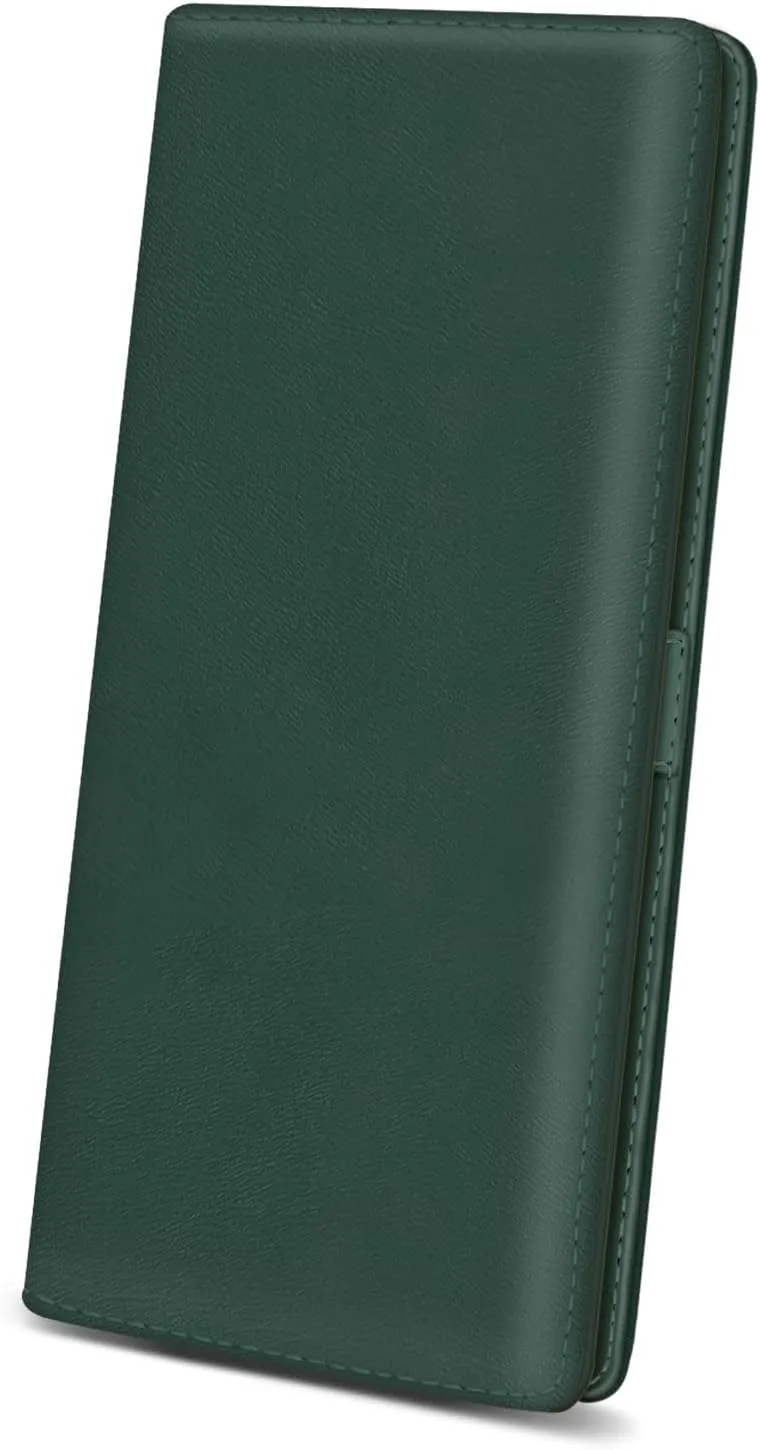 Immaturus Womens Wallet, Blue Green Slim Thin RFID Blocking Card Wallets, Bifold PU Leather Credit Card Holder Organizer, Cute Cash Clutch Long Billfold with Zipper Coin Pocket Ladies Girls Gift