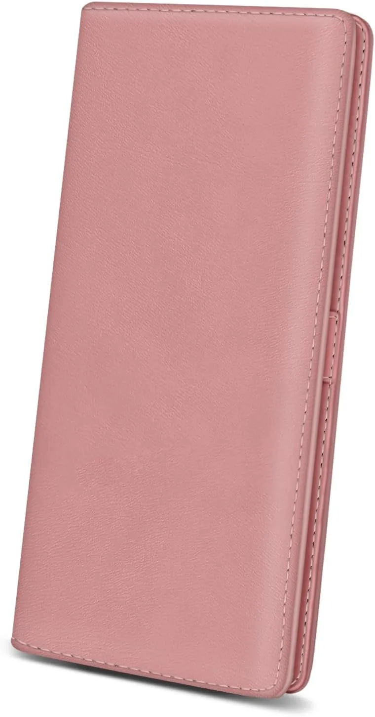Immaturus Womens Wallet, Slim Thin RFID Blocking Credit Card Wallets, Long Bifold PU Leather Card Holder Organizer, Cute Solid Cash Clutch Billfold with Zipper Coin Pocket Ladies Girls Gift