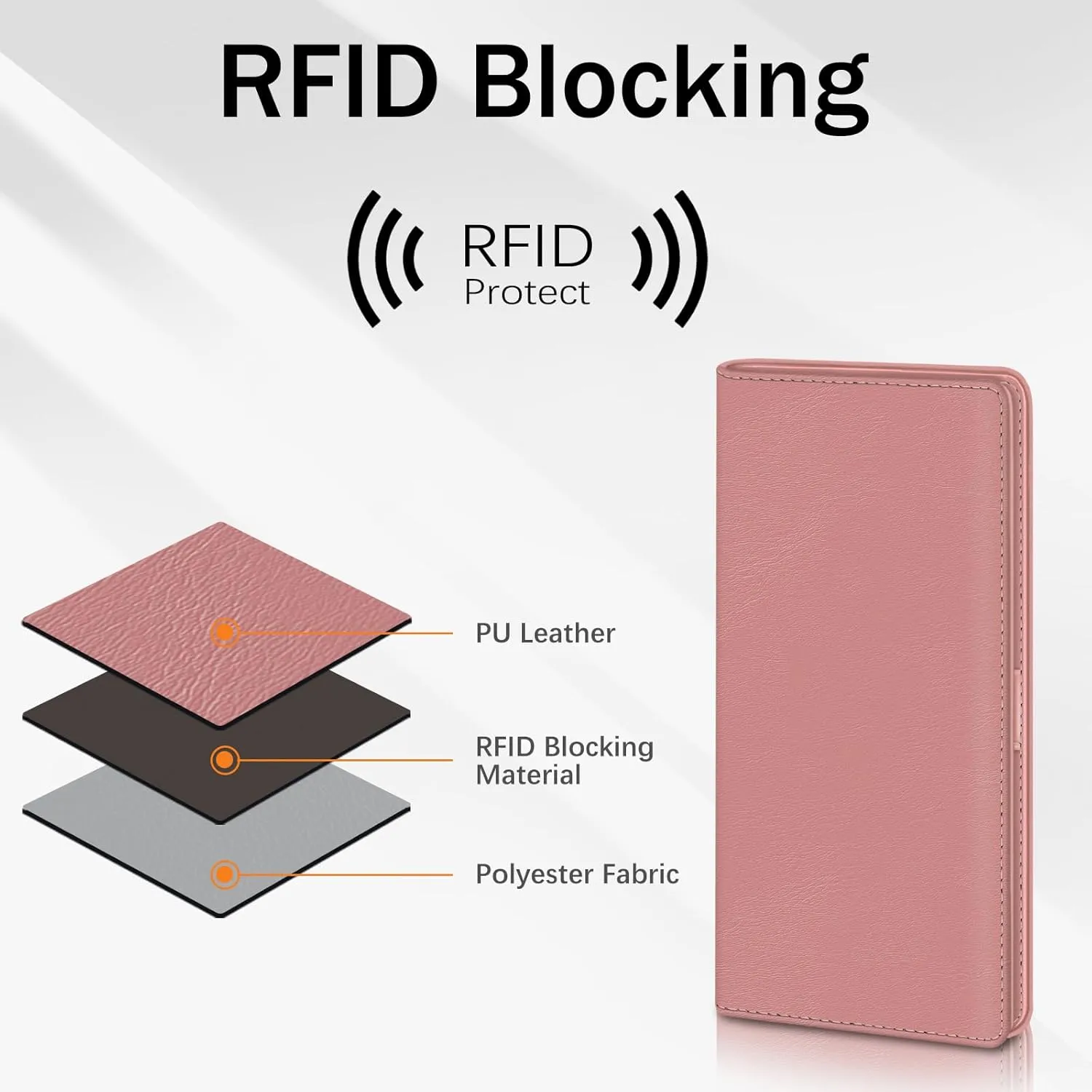 Immaturus Womens Wallet, Slim Thin RFID Blocking Credit Card Wallets, Long Bifold PU Leather Card Holder Organizer, Cute Solid Cash Clutch Billfold with Zipper Coin Pocket Ladies Girls Gift
