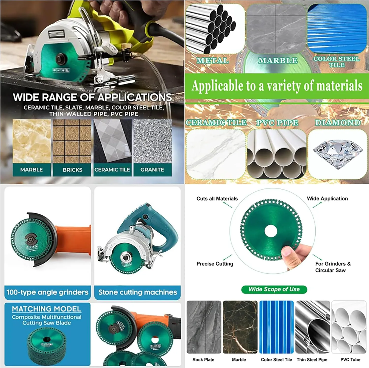 Indestructible Disc 2.0 - Cut Everything in Seconds, 2024 New Indestructible Disc for Angle Grinder 7/8 inch, 4 inch Circular Saw Blades for Ceramic Tile Glass Metal Wood Cutting (5pcs)