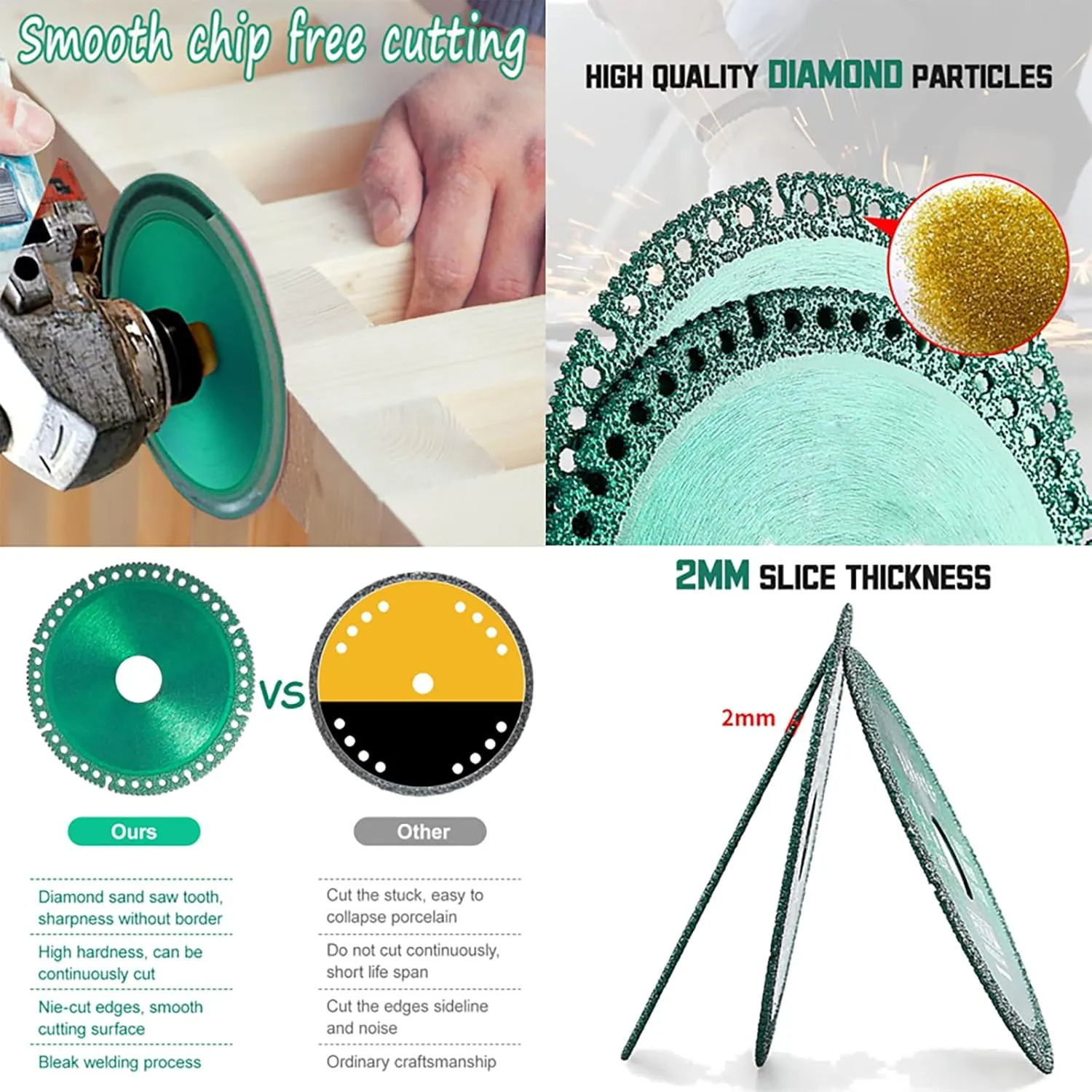 Indestructible Disc 2.0 - Cut Everything in Seconds, 2024 New Indestructible Disc for Angle Grinder 7/8 inch, 4 inch Circular Saw Blades for Ceramic Tile Glass Metal Wood Cutting (5pcs)