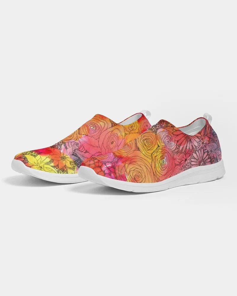 Inked Flowers Women's Slip-On Flyknit Shoe