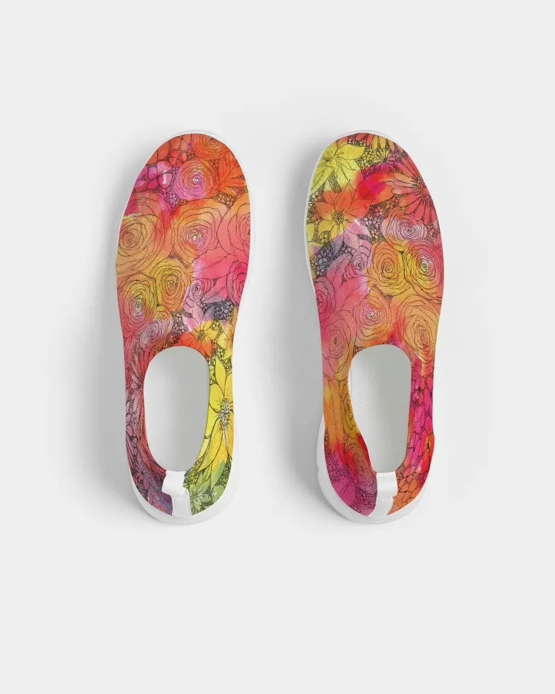 Inked Flowers Women's Slip-On Flyknit Shoe