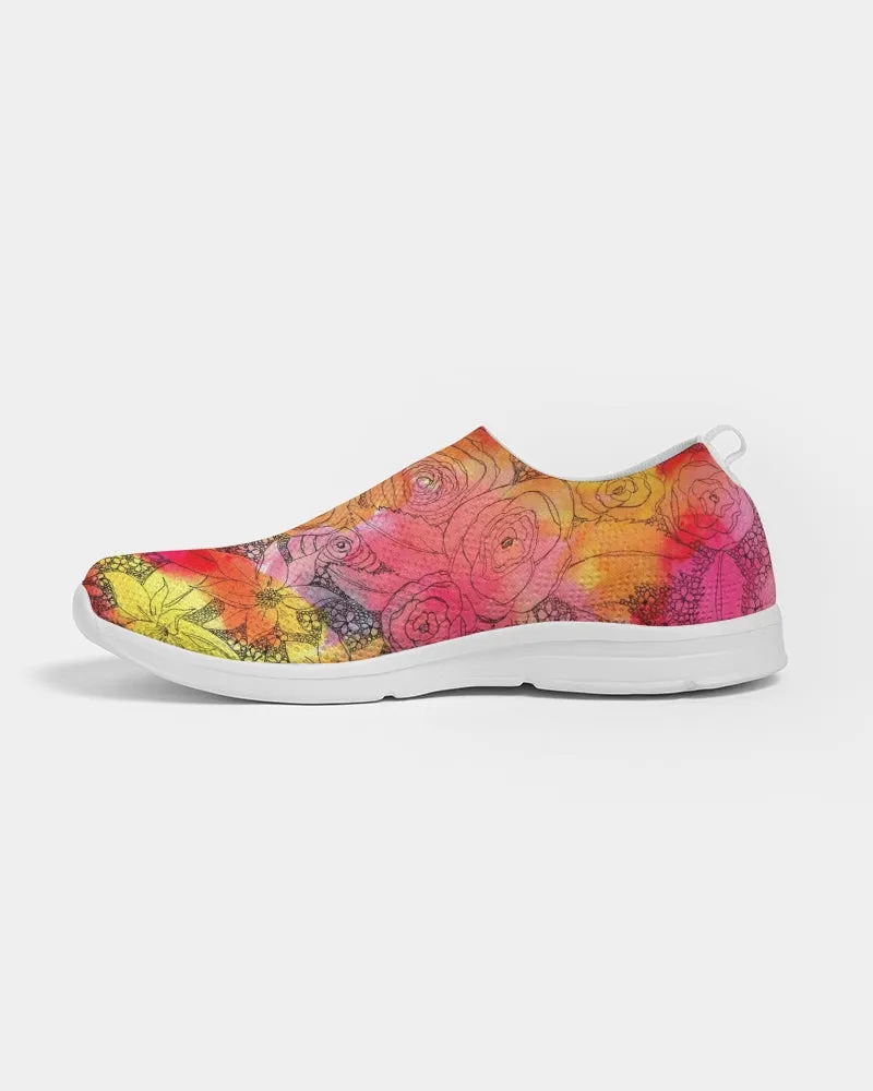 Inked Flowers Women's Slip-On Flyknit Shoe
