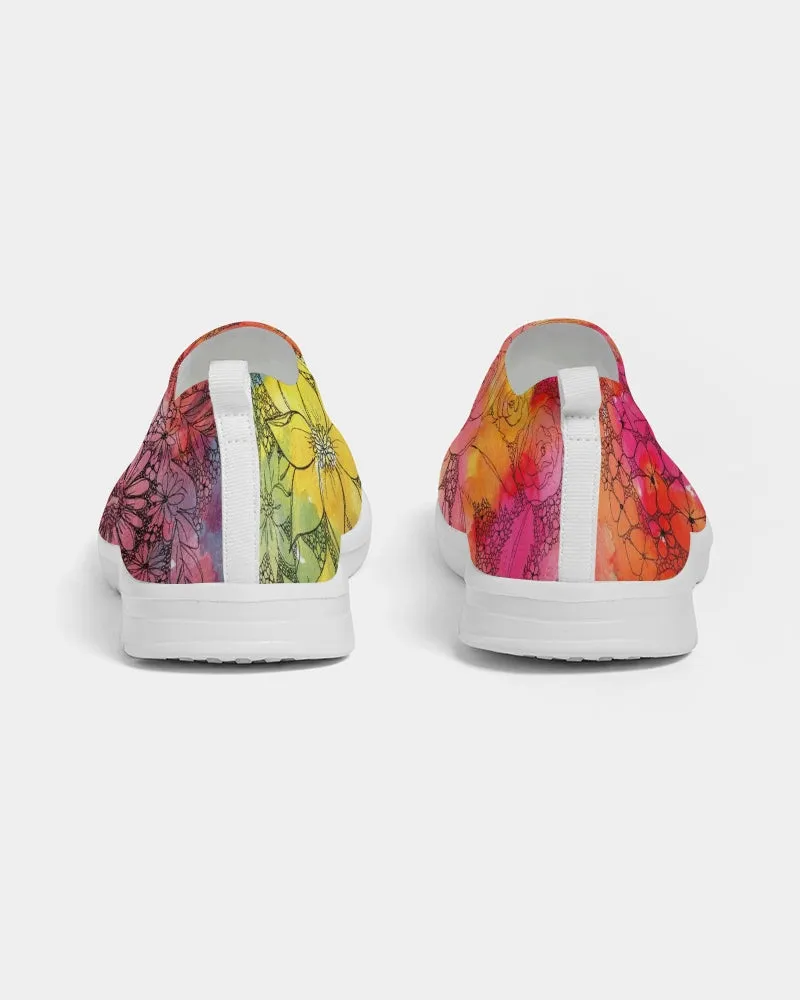 Inked Flowers Women's Slip-On Flyknit Shoe