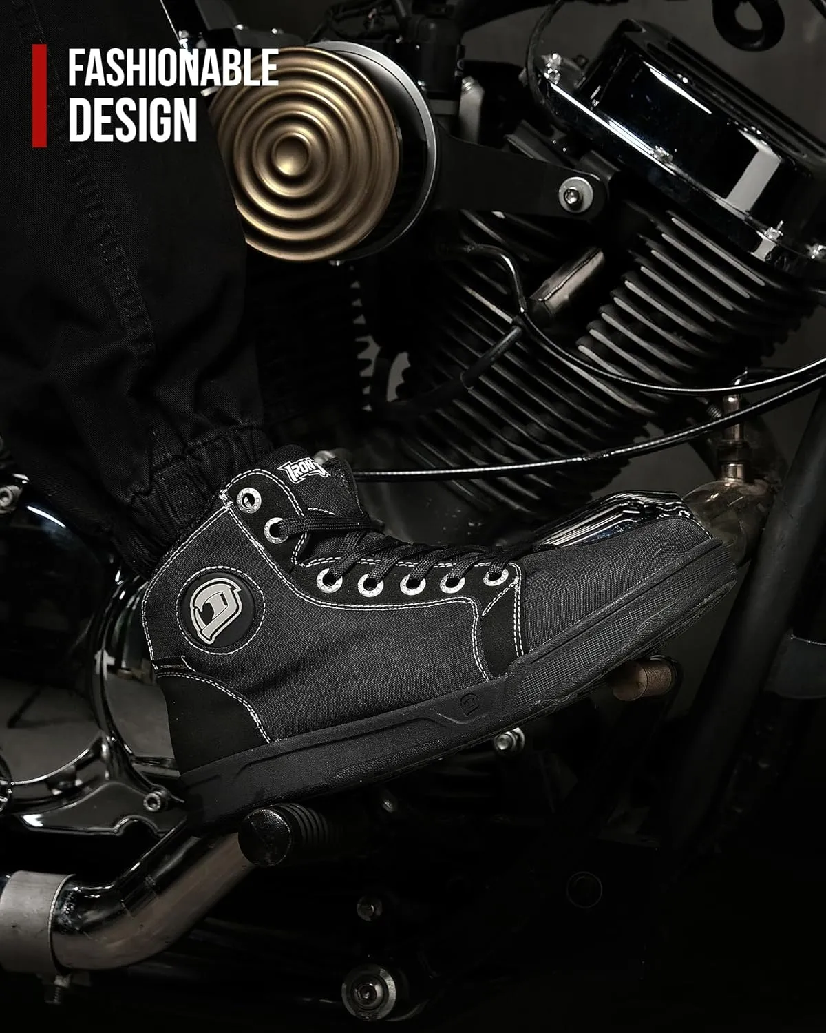 IRON JIA'S Motorcycle Shoes Men Streetbike Casual Accessories Breathable Protective Gear Powersport Anti-Slip Footwear Black 11