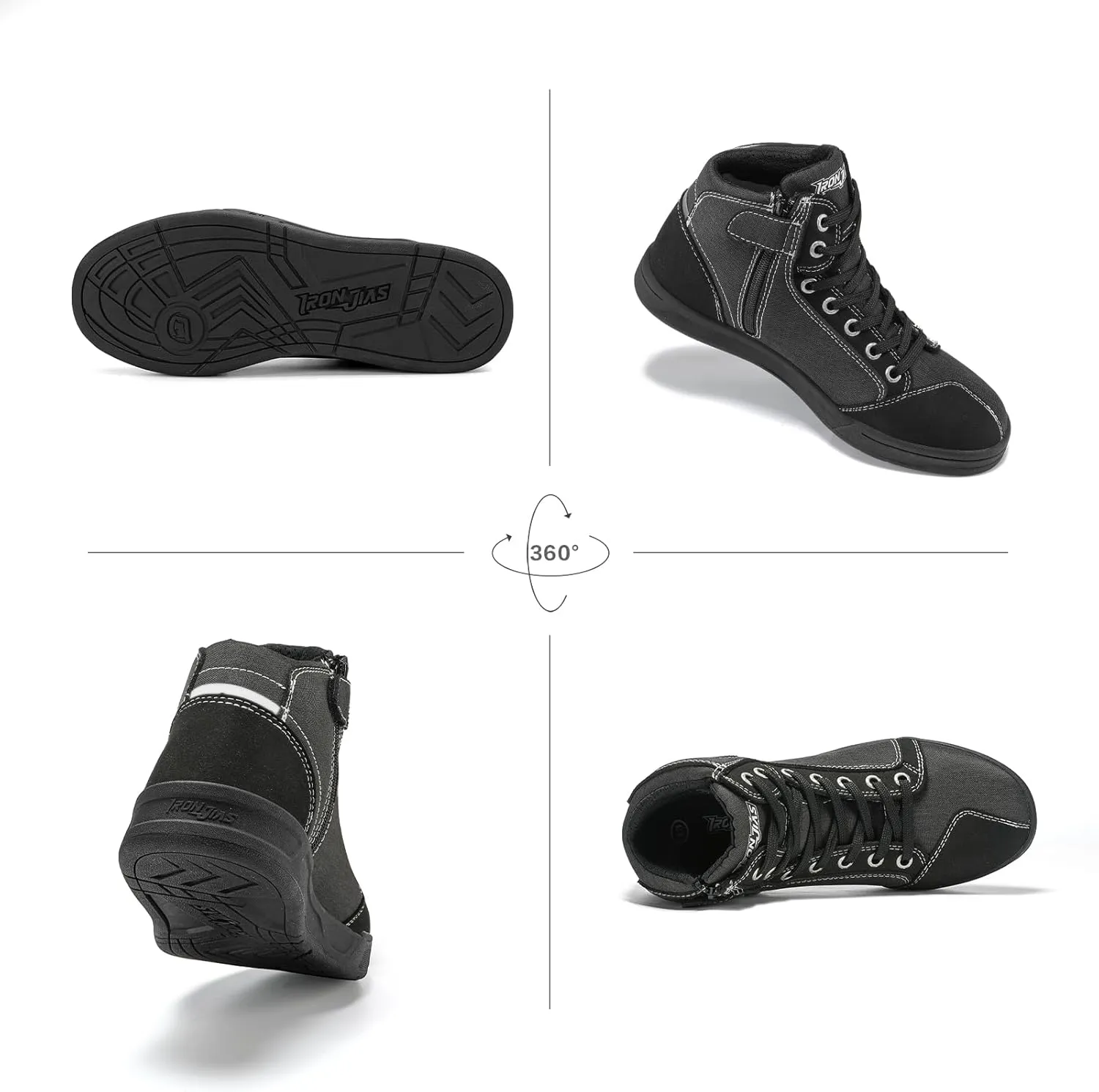 IRON JIA'S Motorcycle Shoes Men Streetbike Casual Accessories Breathable Protective Gear Powersport Anti-Slip Footwear Black 11