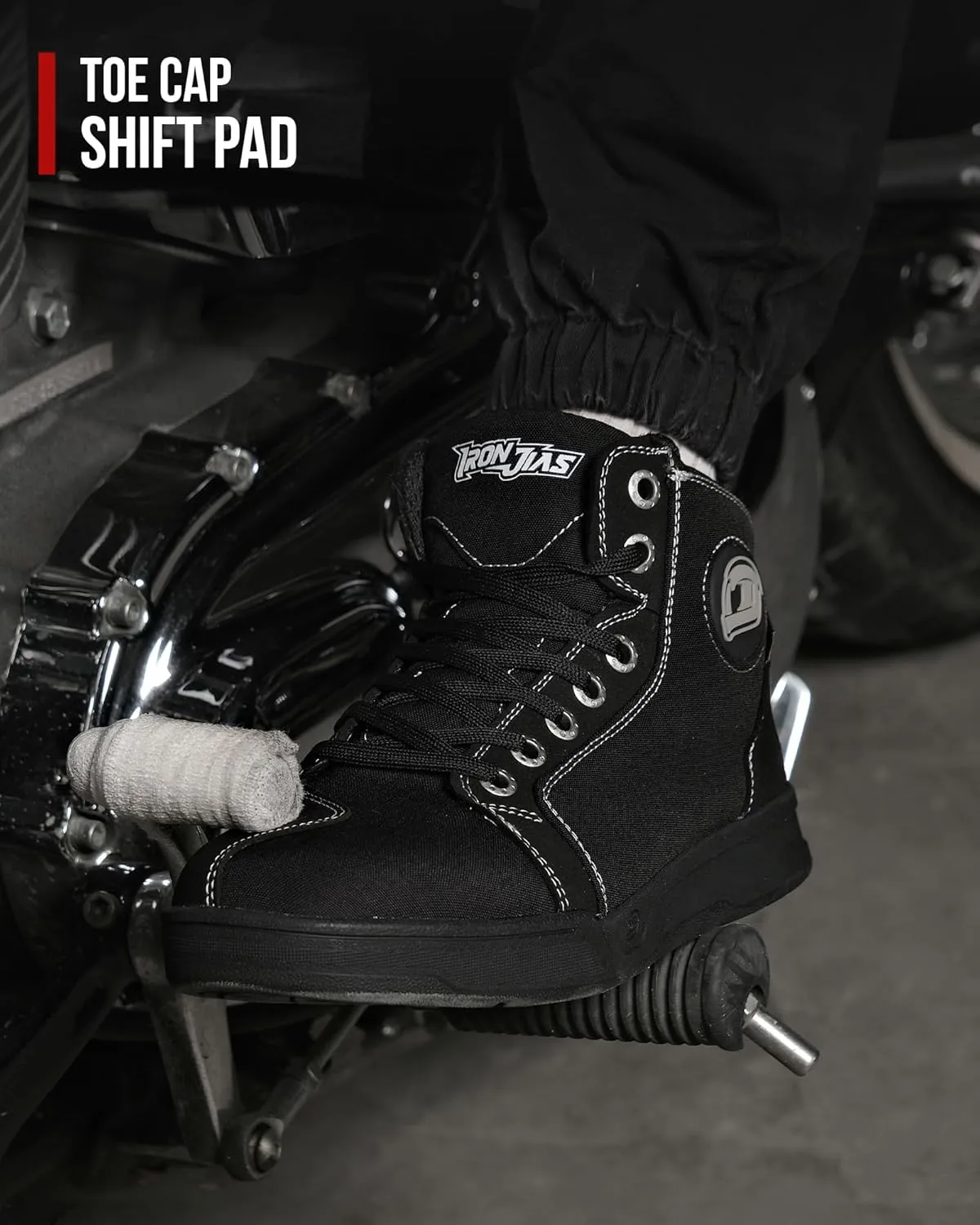 IRON JIA'S Motorcycle Shoes Men Streetbike Casual Accessories Breathable Protective Gear Powersport Anti-Slip Footwear Black 11