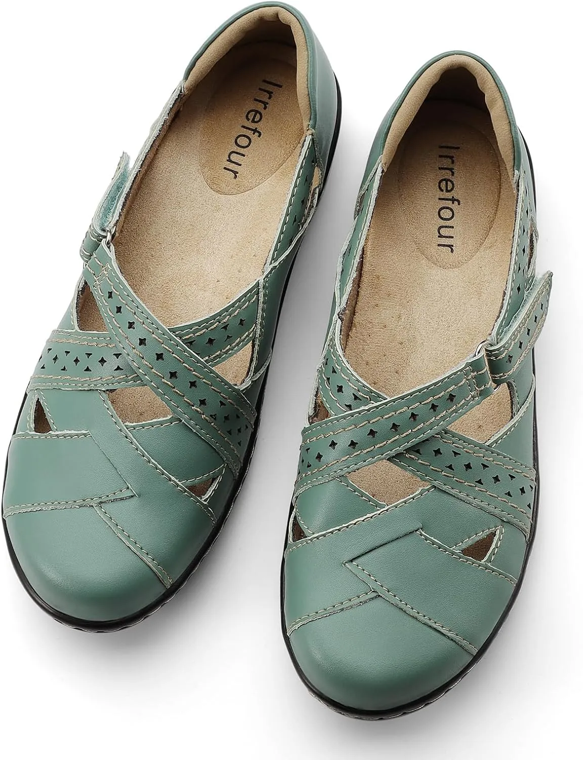 Irrefour Women's Classic Genuine Leather Casual Loafer Cute Slip-On Fashion Closed Toe Flat Sandal Comfy Work Sandal Everyday Walking Shoe