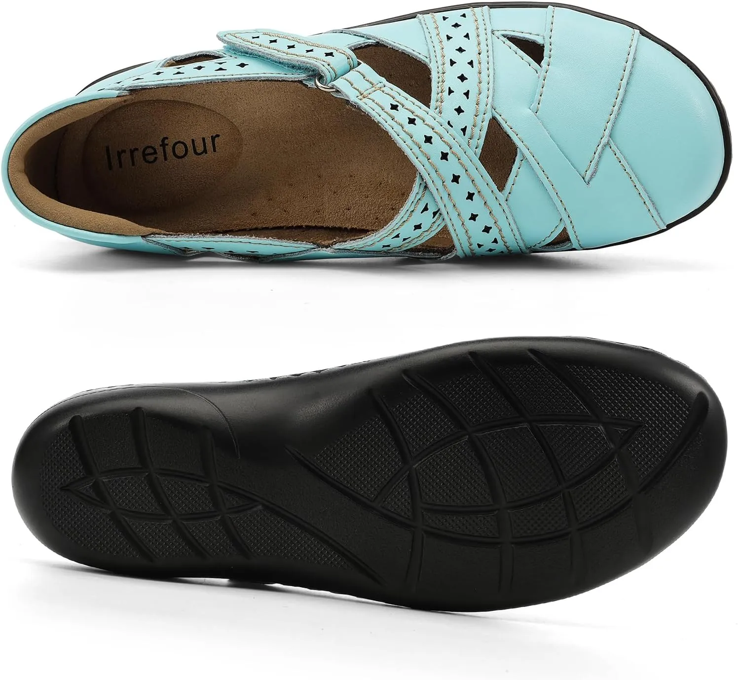 Irrefour Women's Classic Genuine Leather Casual Loafer Cute Slip-On Fashion Closed Toe Flat Sandal Comfy Work Sandal Everyday Walking Shoe