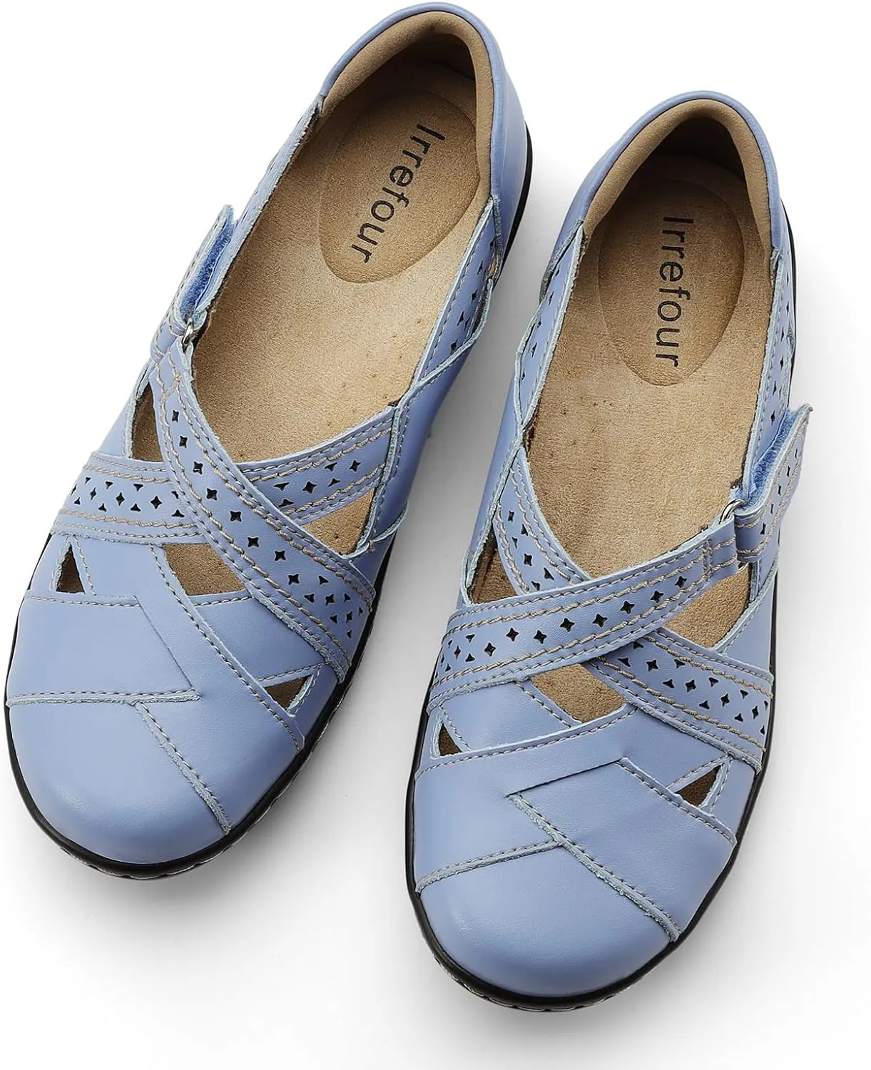 Irrefour Women's Classic Genuine Leather Casual Loafer Cute Slip-On Fashion Closed Toe Flat Sandal Comfy Work Sandal Everyday Walking Shoe