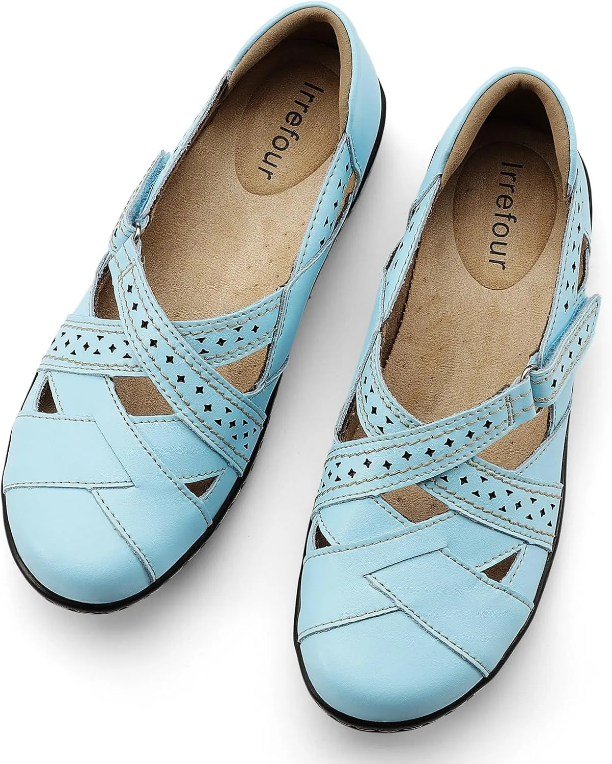 Irrefour Women's Classic Genuine Leather Casual Loafer Cute Slip-On Fashion Closed Toe Flat Sandal Comfy Work Sandal Everyday Walking Shoe