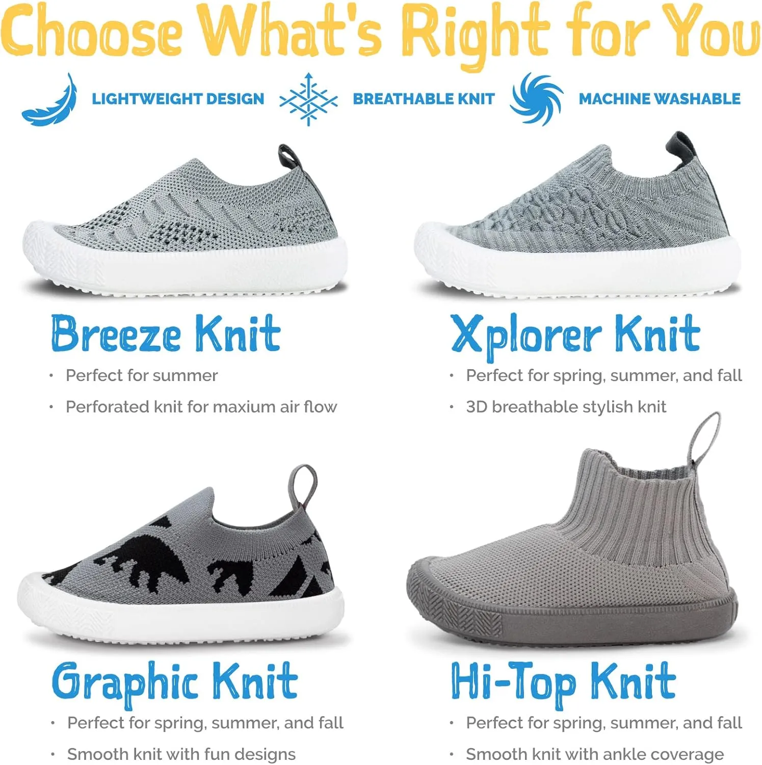 JAN & JUL Slip-on Kids Knit Shoes, Breathable Machine Washable Sneakers