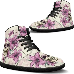 Jeiento Skull High Top Barefoot Running Shoes Breathable Sneaker for Men