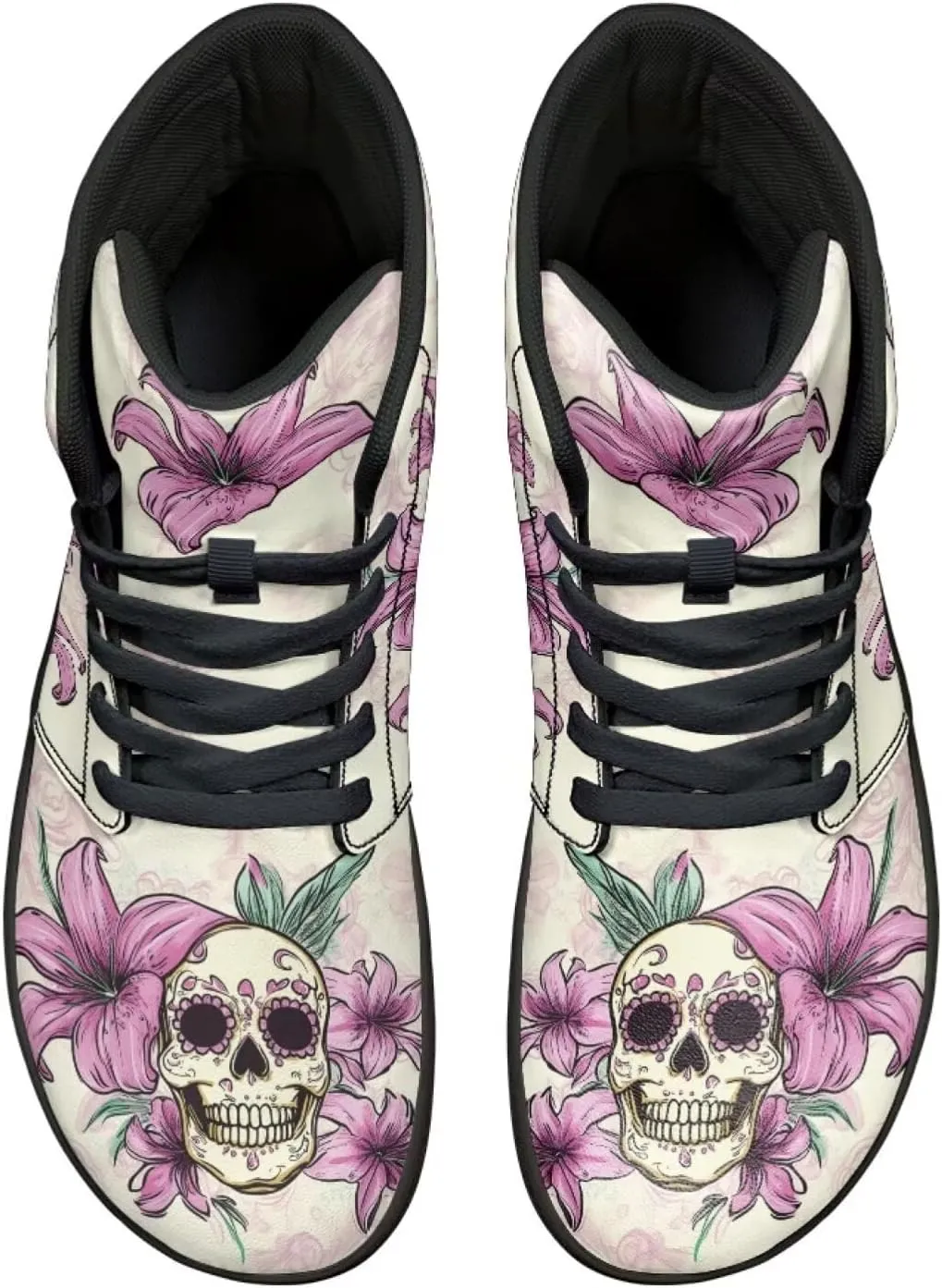 Jeiento Skull High Top Barefoot Running Shoes Breathable Sneaker for Men