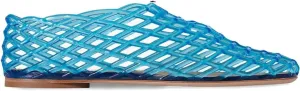 Jelly Mesh Ballet Flats for Women Slip-On Square Toe Lightweight Breathable Summer Slides Clear Hollow Jelly Sandals Beach Ballerina Jellies Shoes 2024 Newly