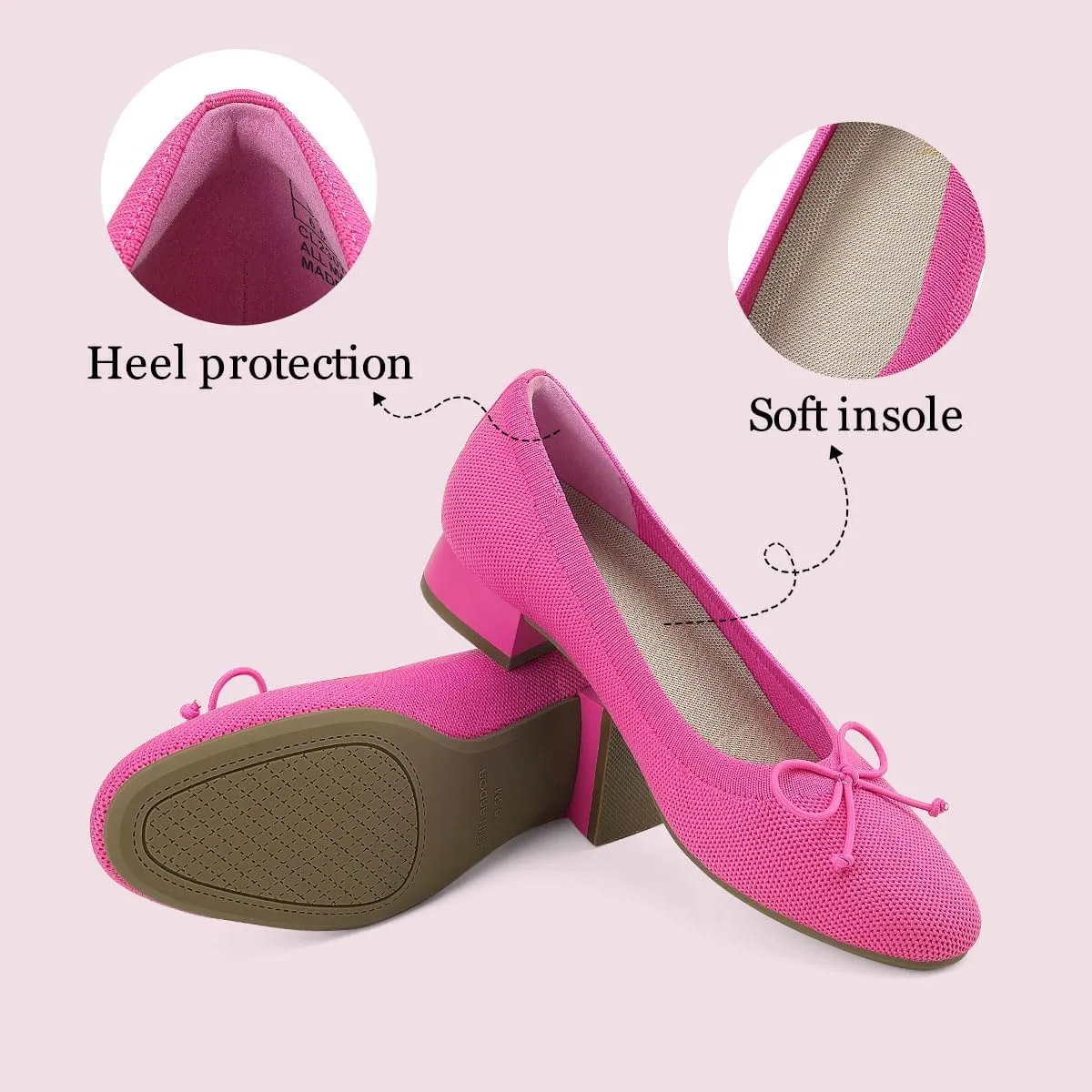 JENN ARDOR Womens Low Block Chunky Pumps Ladies Dress Heels Closed Round Toe Casual Shoes Wedding Bridal Party Office Shoes 1.0 Inch