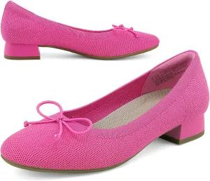 JENN ARDOR Womens Low Block Chunky Pumps Ladies Dress Heels Closed Round Toe Casual Shoes Wedding Bridal Party Office Shoes 1.0 Inch