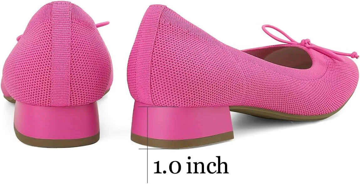 JENN ARDOR Womens Low Block Chunky Pumps Ladies Dress Heels Closed Round Toe Casual Shoes Wedding Bridal Party Office Shoes 1.0 Inch