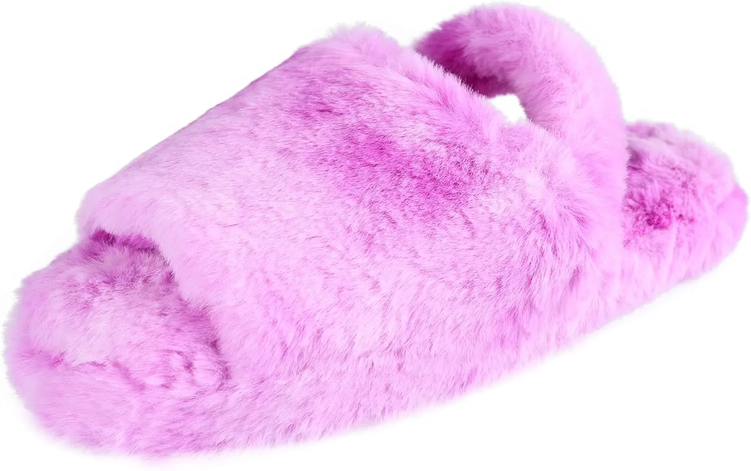 Jessica Simpson Girl's Plush Faux Fur Slip on House Slippers with Memory Foam