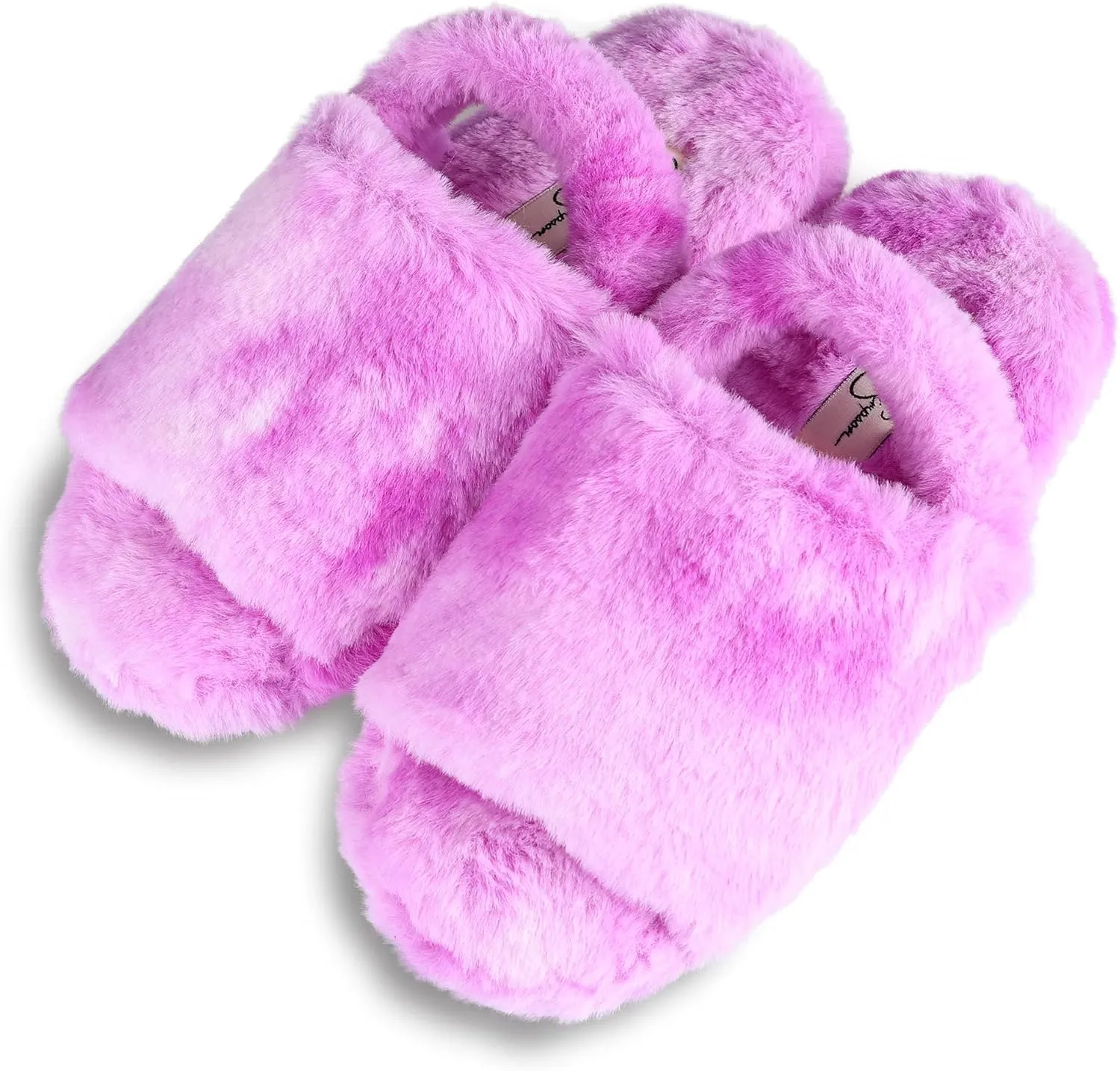 Jessica Simpson Girl's Plush Faux Fur Slip on House Slippers with Memory Foam