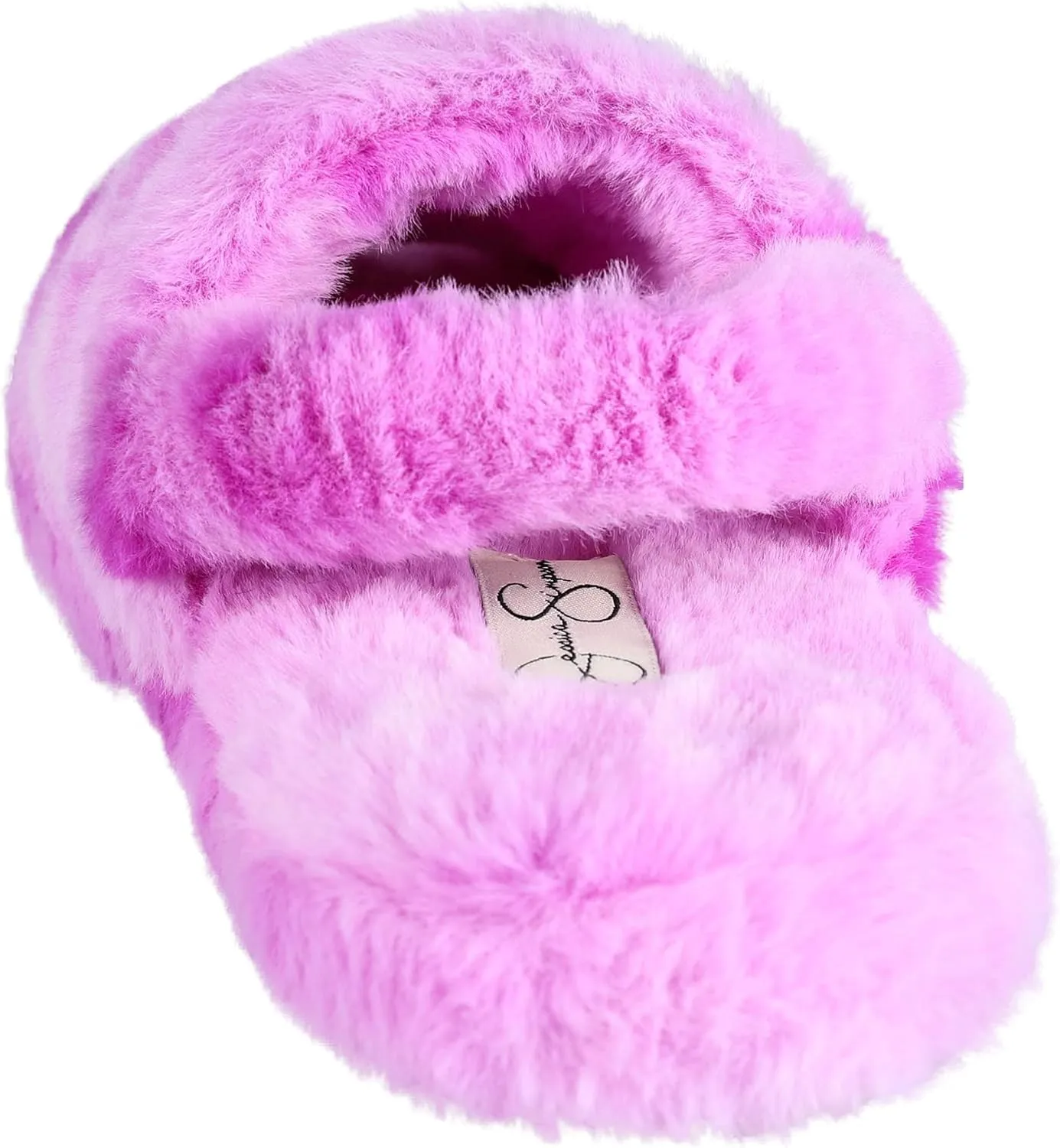 Jessica Simpson Girl's Plush Faux Fur Slip on House Slippers with Memory Foam