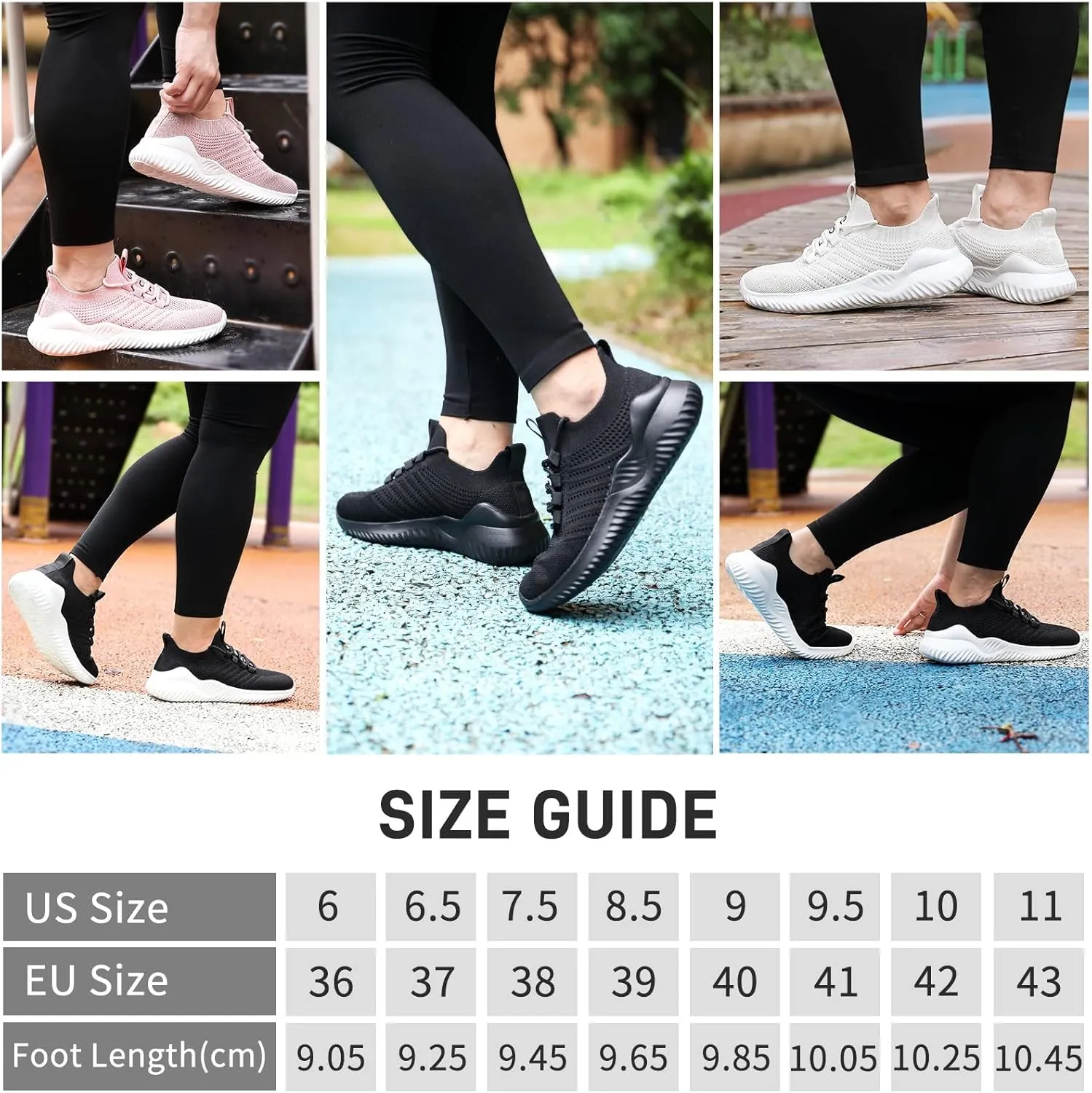 JIAFO Women's Walking Shoes, Slip on Tennis Shoes Women, Non Slip Shoes Sneakers, Casual Athletic Running Lightweight Breathable Mesh Knit