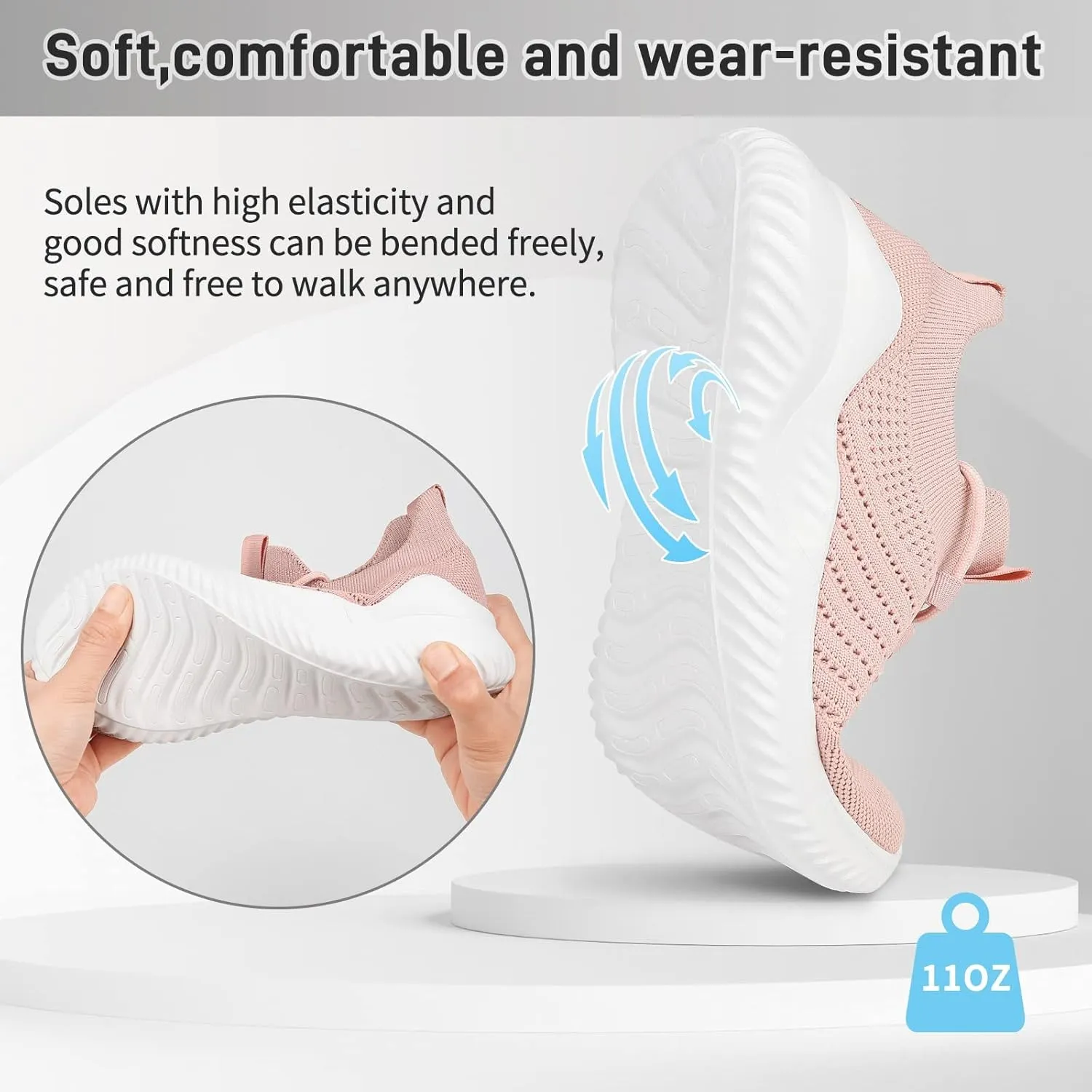 JIAFO Women's Walking Shoes, Slip on Tennis Shoes Women, Non Slip Shoes Sneakers, Casual Athletic Running Lightweight Breathable Mesh Knit