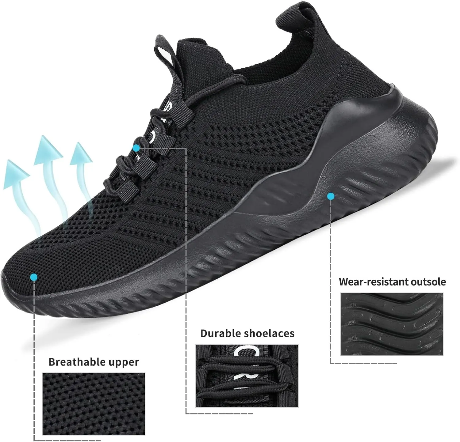 JIAFO Women's Walking Shoes, Slip on Tennis Shoes Women, Non Slip Shoes Sneakers, Casual Athletic Running Lightweight Breathable Mesh Knit