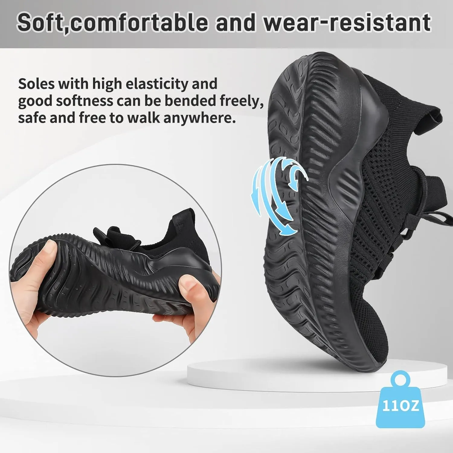 JIAFO Women's Walking Shoes, Slip on Tennis Shoes Women, Non Slip Shoes Sneakers, Casual Athletic Running Lightweight Breathable Mesh Knit
