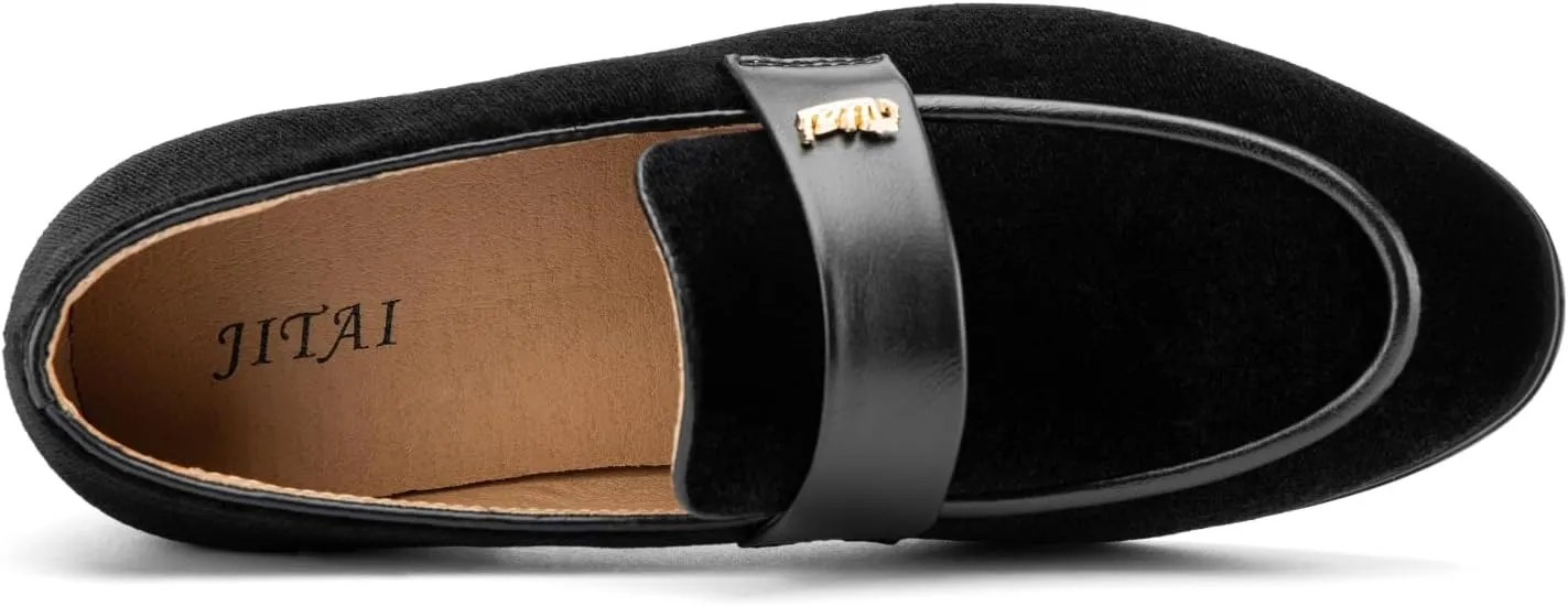 JITAI Boys Dress Loafers for Weddings & School, Breathable Slip-On Leather Tuxedo Shoes, Toddler to Preteen